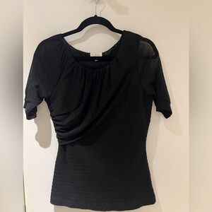 Deletta Black Top with Short Sleeves
